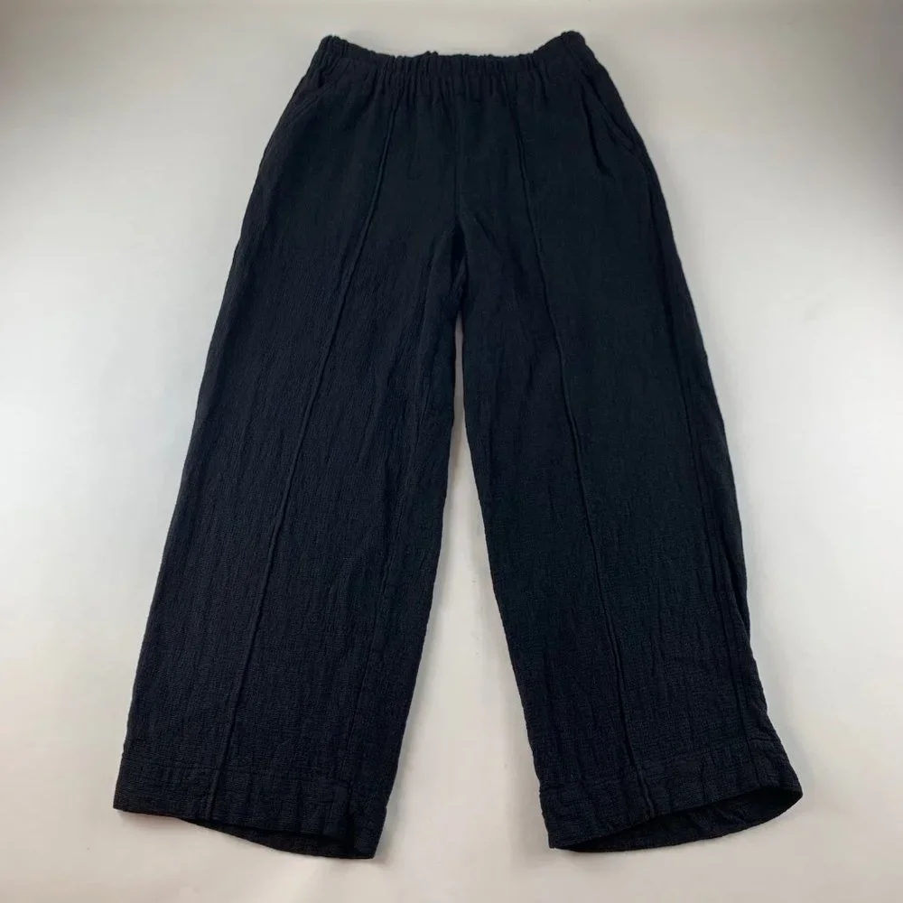 Madewell Pants Black Linen Blend High Rise Wide Leg Pull On M
